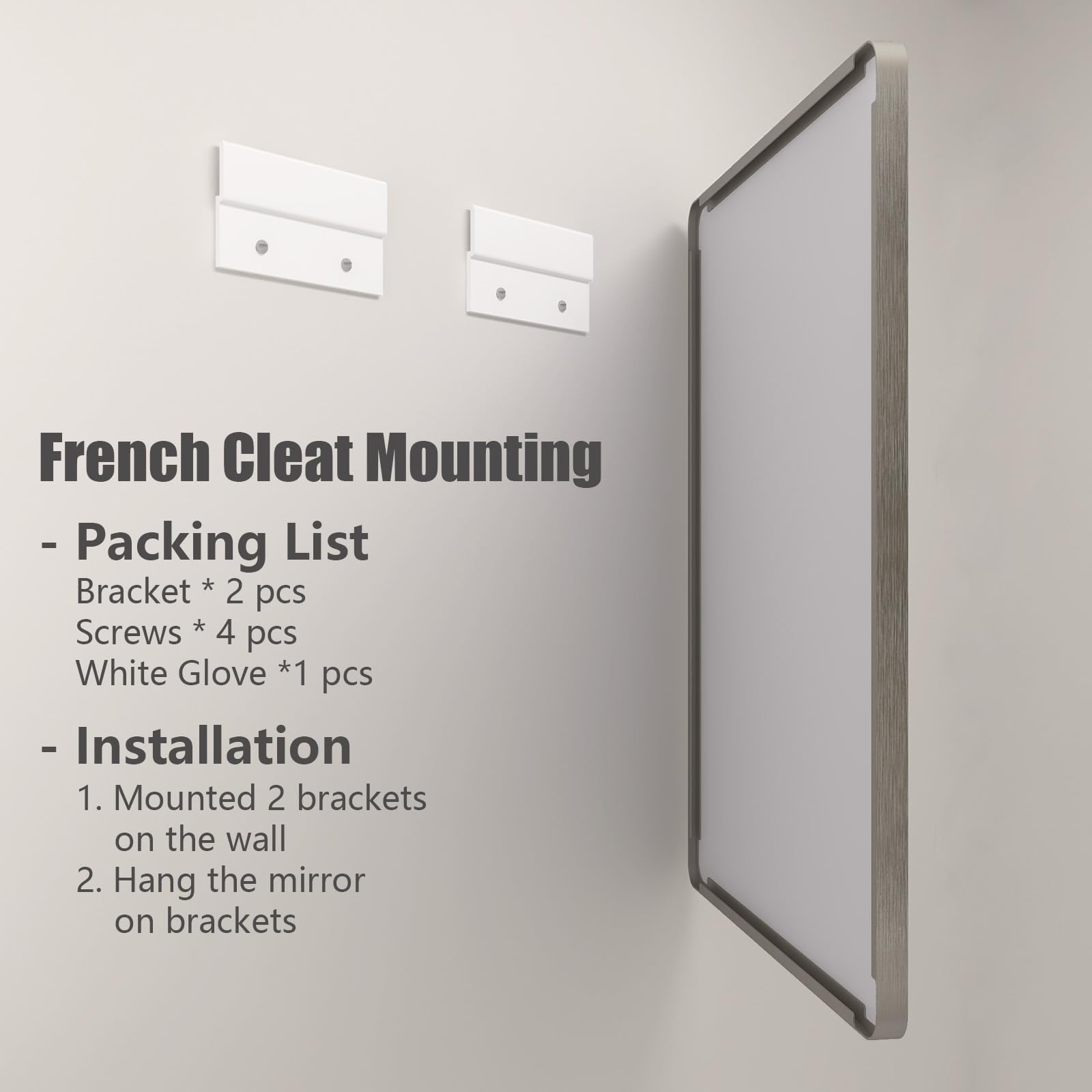 CHARMOR Badezimmerspiegel Silber – 55,9x76,2 Cm – Gebürsteter Metallrahmen – Bruchsicheres Glas