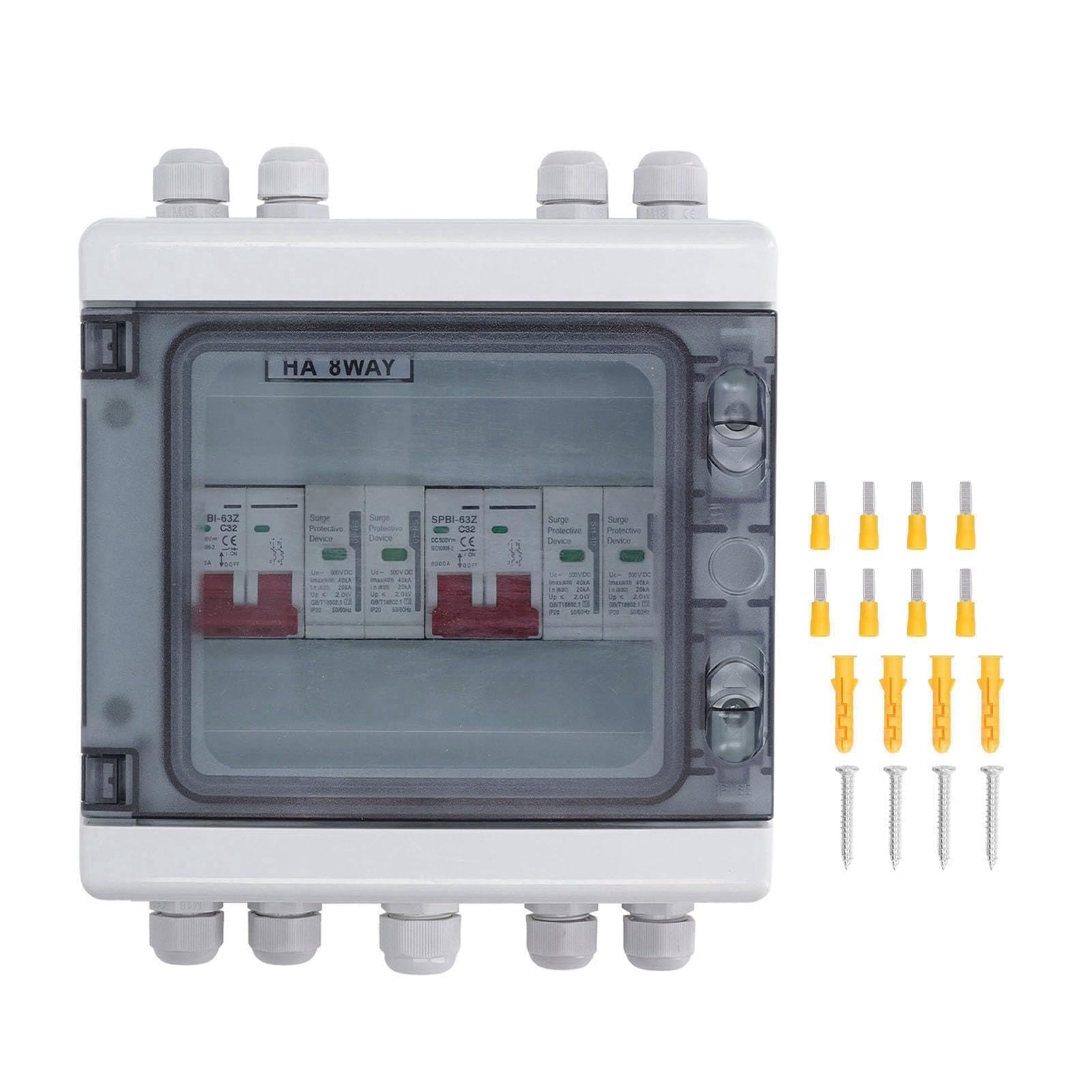 Sezionatore solare DC500V 2 in 2 Out Protezione contro le sovratensioni Scatola combinata fotovoltaica IP65 Resistente all'acqua 32A 20‑40KA