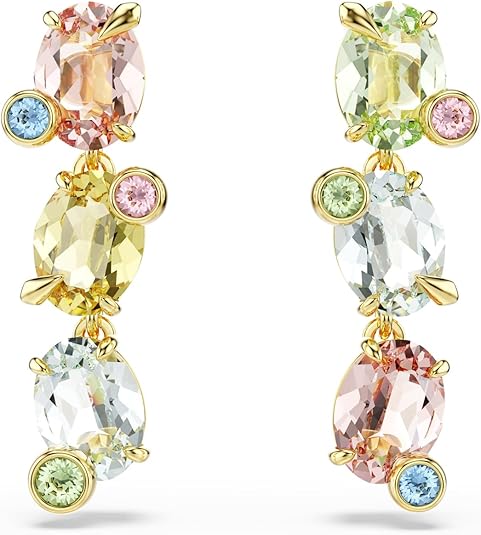 Amazon.com: Swarovski Gema drop earrings, Asymmetrical design, Mixed cuts, Multicolored, Gold-tone finish: Clothing, Shoes & Jewelry