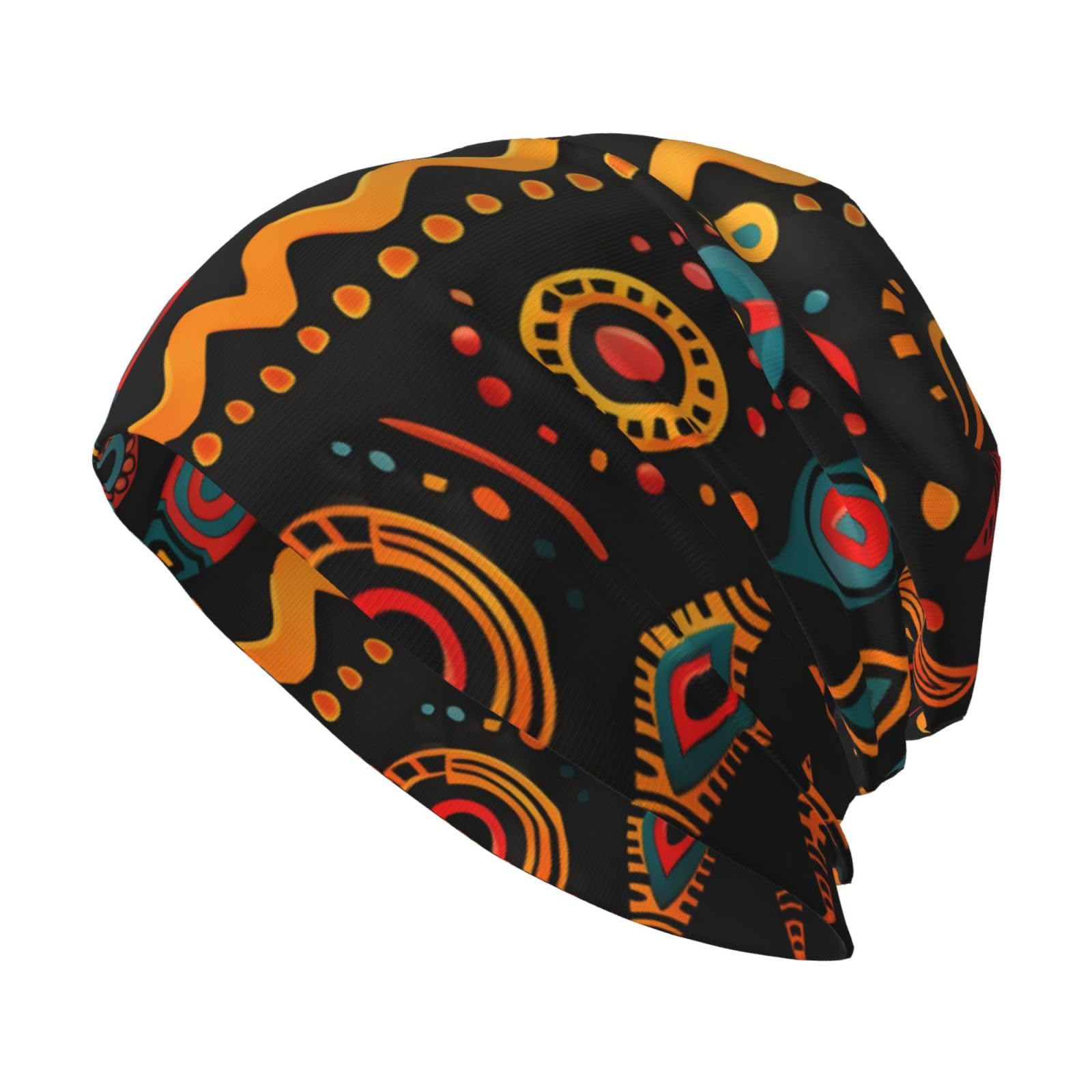YYHWHJDE African Tribal Ethnic Texture Pattern Knit Hat - Soft and Comfortable Adult Fashion Beanie for Outdoor Activities Travel Black, Black, One size