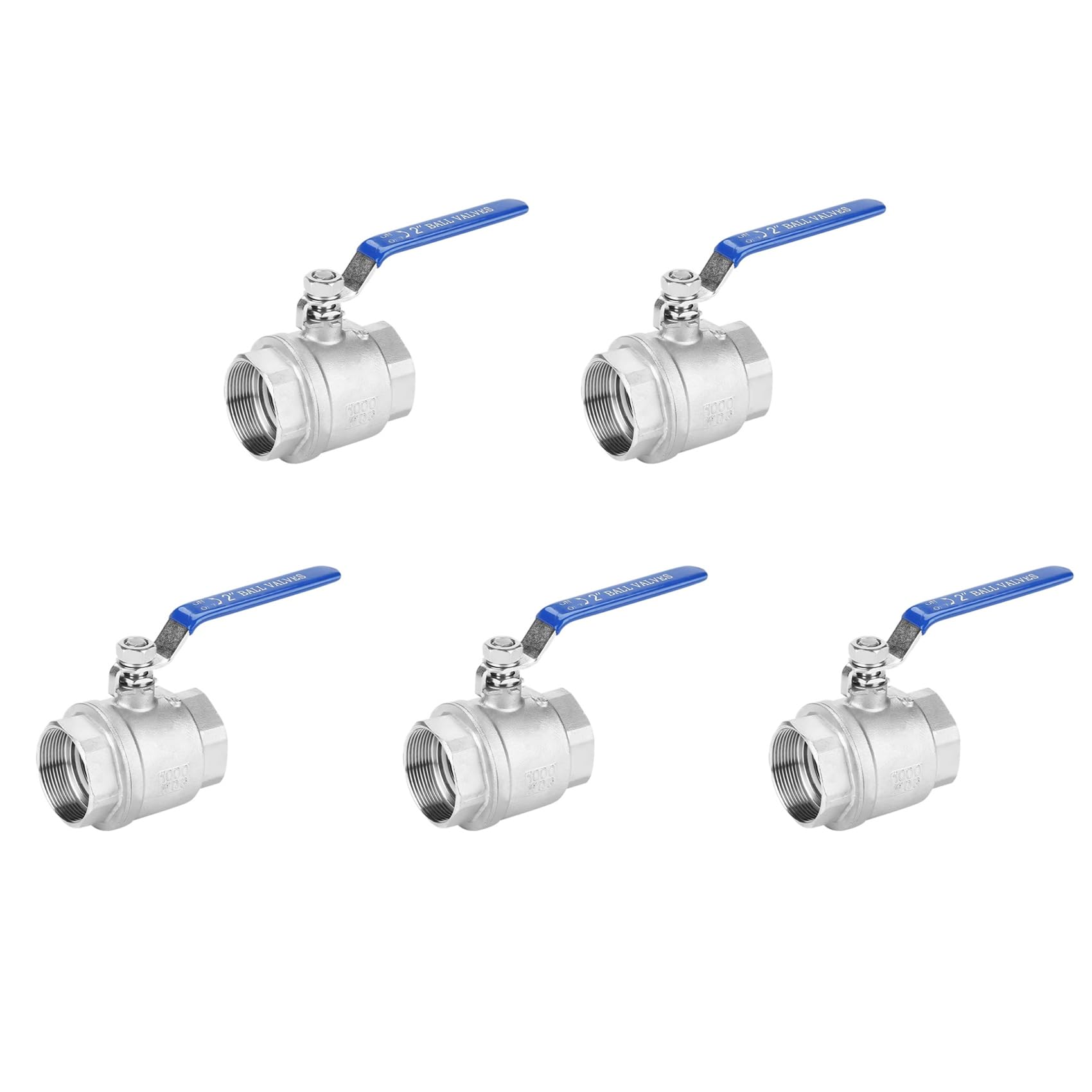 Jnchdghwa Women's Silver& Blue 5X Ball Valve Thread 2 Inch 304 Stainless Steel Full Port Thread Ball Valve 2 Inch Dn50 1000 Wog