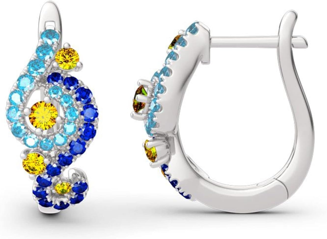 Jeulia 925 Sterling Silver Small Hoop Earrings Round Cut White Diamond Endless Stud Earrings hypoallergenic Earrings for Women Valentine Birthday Festival Gift