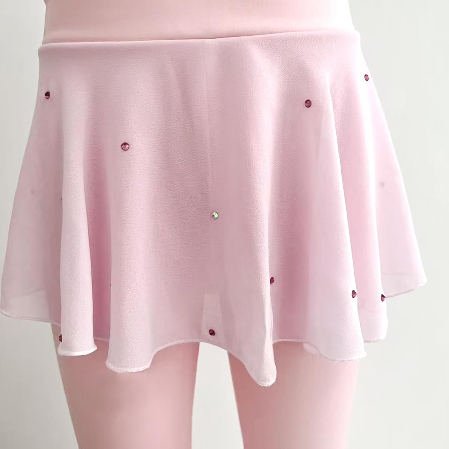 Girls' Starry Sky Pink Figure Skating Training Set with Velvet Warmth and Shining Training Dress with Skirt
