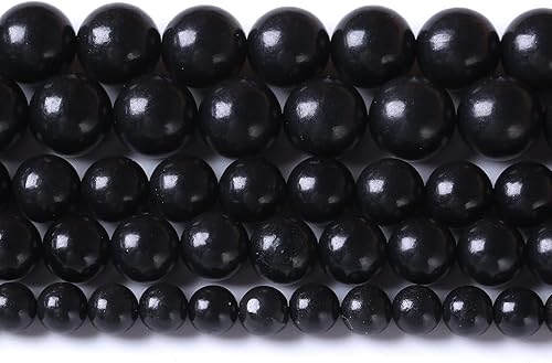 Miniatura 5 de 38 cuentas de piedra natural Shungite de 0.394 pulgadas (0.394 in), cuentas sueltas para hacer joyas y pulseras