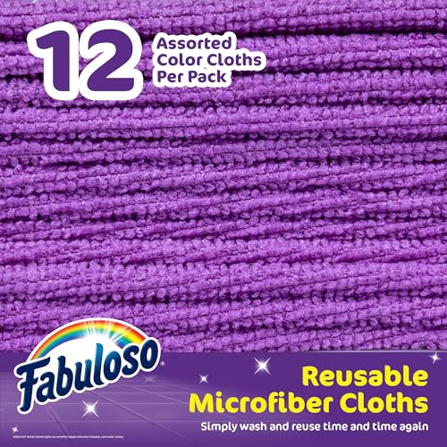 Image of Fabuloso Microfiber Cleaning Cloths, Purple, 13x13 in, 12 Count