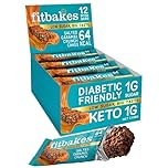 Fit Bakes 64 Calories Salted Caramel Bars, Diabetic Chocolate Keto Snack, 1 Net Carb Low Sugar Chocolate Crunch Cakes (12x19g) Biscuits Diabetic Sweets & Treats, Low Calorie Snack, Fitbakes