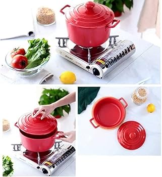 Amazon｜丸いセラミック鍋を調理するための土鍋耐熱土鍋蓋とハンドル鍋