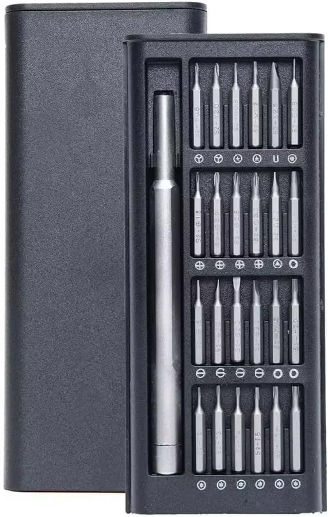 Precision Screwdriver Set with 24 Bits, Magnetic Driver Handle, Professional Repair Tool Kit, Gray