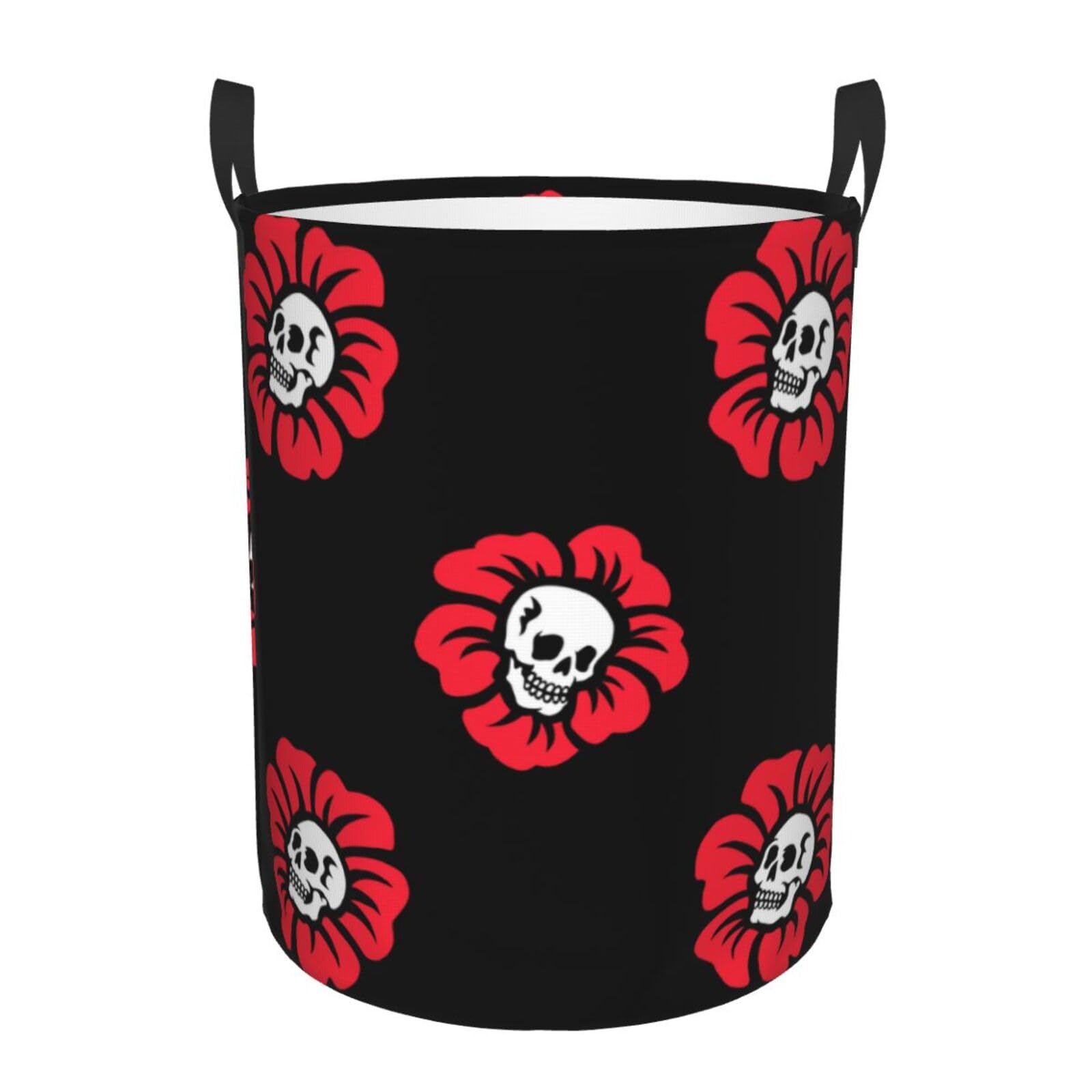 Laundry Basket Skull in a Flower Laundry Hamper Waterproof Idea Hampers Large Collapsible Baskets with Handle Suitable for Bedroom Bathroom Utility Room Kitchen