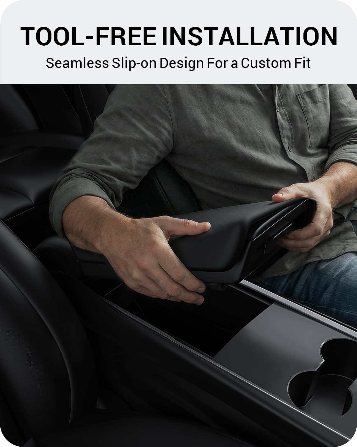 BASENOR Tesla 2020-2024 Model Y 2017-2023 Model 3 Copertura console centrale Copertura bracciolo in TPU Protezione antiscivolo Bracciolo Accessori interni Tesla Nero