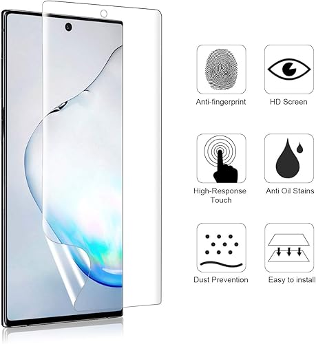 Miniatura 4 de Paquete de 3 protectores de pantalla de TPU compatible con Samsung Galaxy Note 10 de alta definición de borde a borde (cobertura completa),