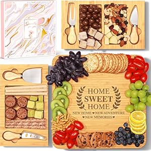 House Warming Gifts New Home, Christmas Housewarming Gift for New House for Couple Women Men Family Friend Bamboo Cheese…