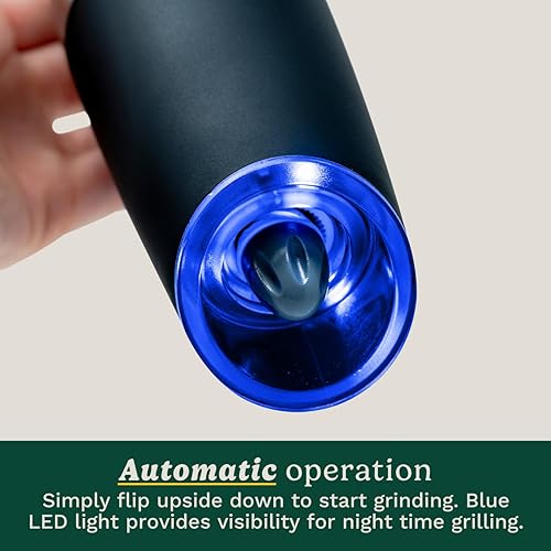 Vista 3 de Cuisinart CSS-2424 Molino de especias de sal y pimienta por gravedad con luz LED azul, capacidad de 2/3 taza