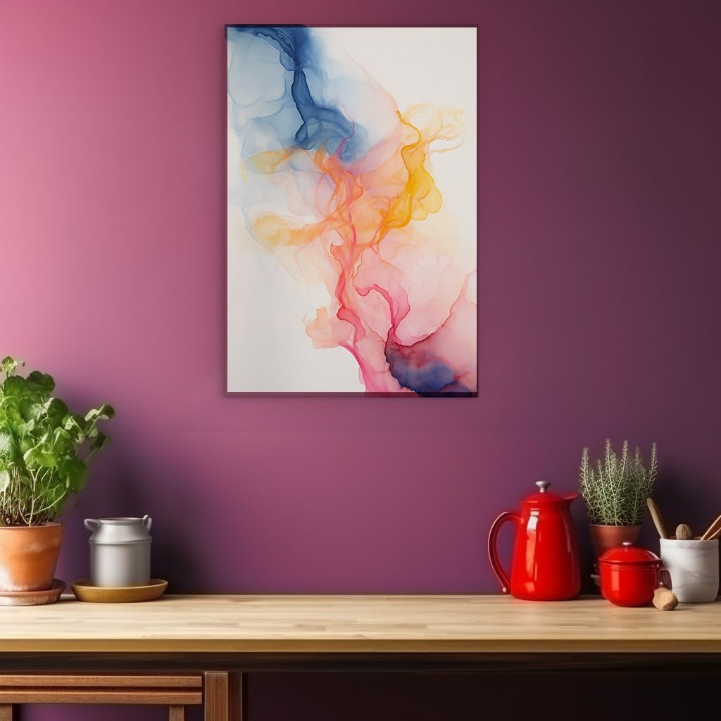 Canvas for Living room. Vibrant Fluidity Unleashed in a Symphony of Reds, Blues, and Yellows, 27 x 18 inch Canvas Wall Art - Contemporary Masterpieces - Modern Home Decor - 69x46 cm (27x18 inch)