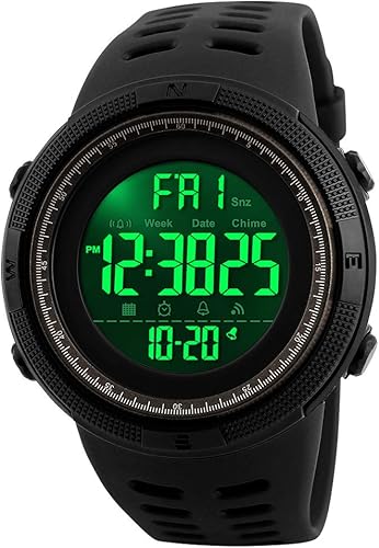 Miniatura 8 de SKMEI Reloj para hombres, reloj digital redondo deportivo militar con luz LED impermeable, cronómetro, cuenta regresiva, alarmas, fecha, cronógrafo