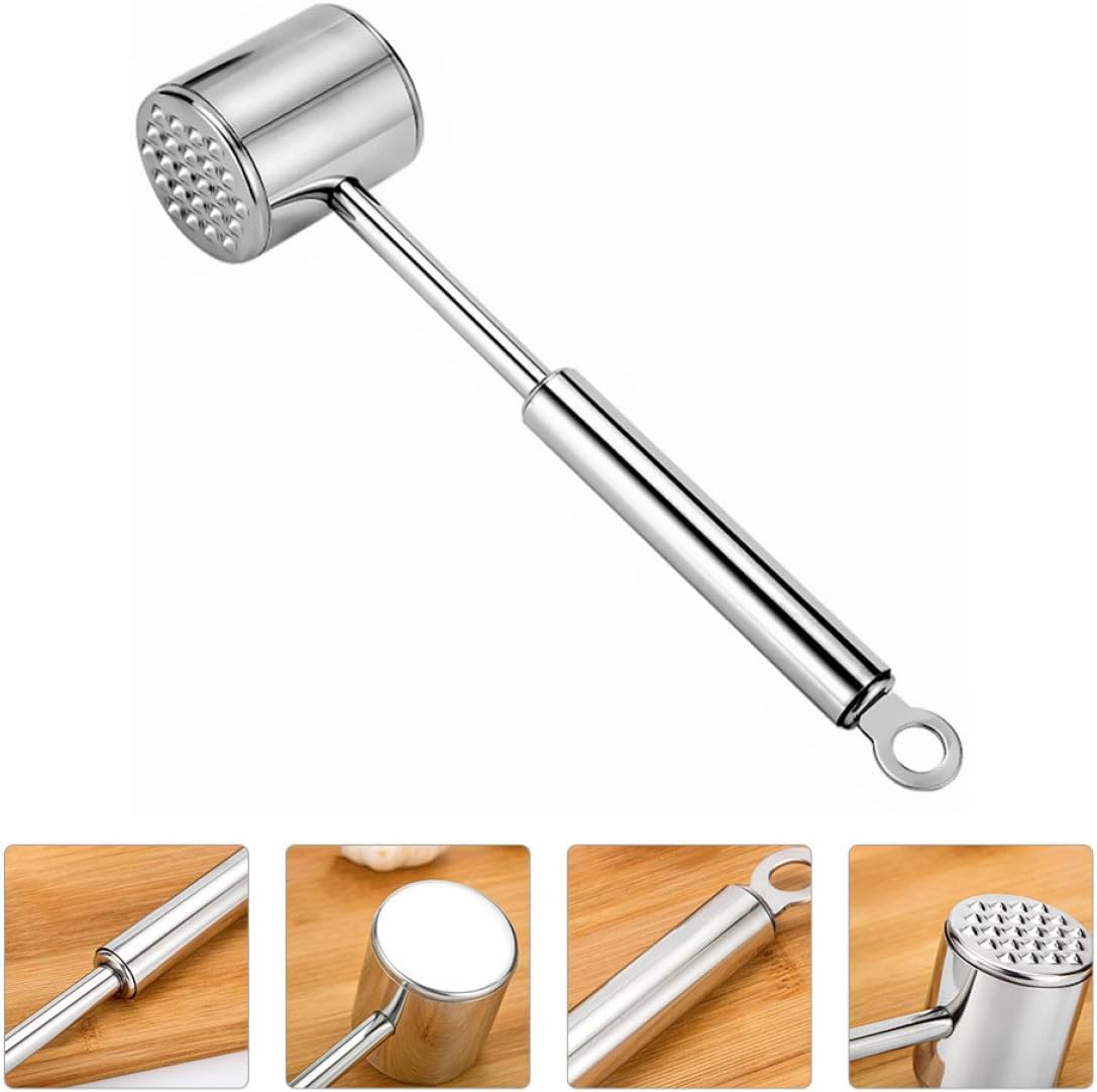 304 Stainless Steel Meat Mallet Dual-sided Tenderizer Hammer for Steak and Pork, Heavy Duty Kitchen Pounder Tool for Beef and Poultry Cooking