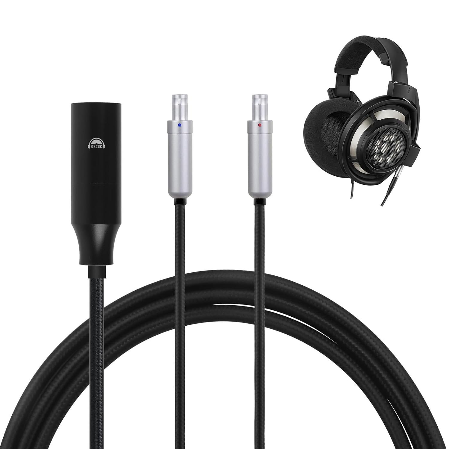 okcsc HD820 Headphone Cable, for Sennheiser Earbuds, PVC Nyllon Braided Wire Conductor OFC Cable, for Sennheiser Dharma HD800s HD820 HD800 D1000 4 PIN XLR Plug 6.56FT