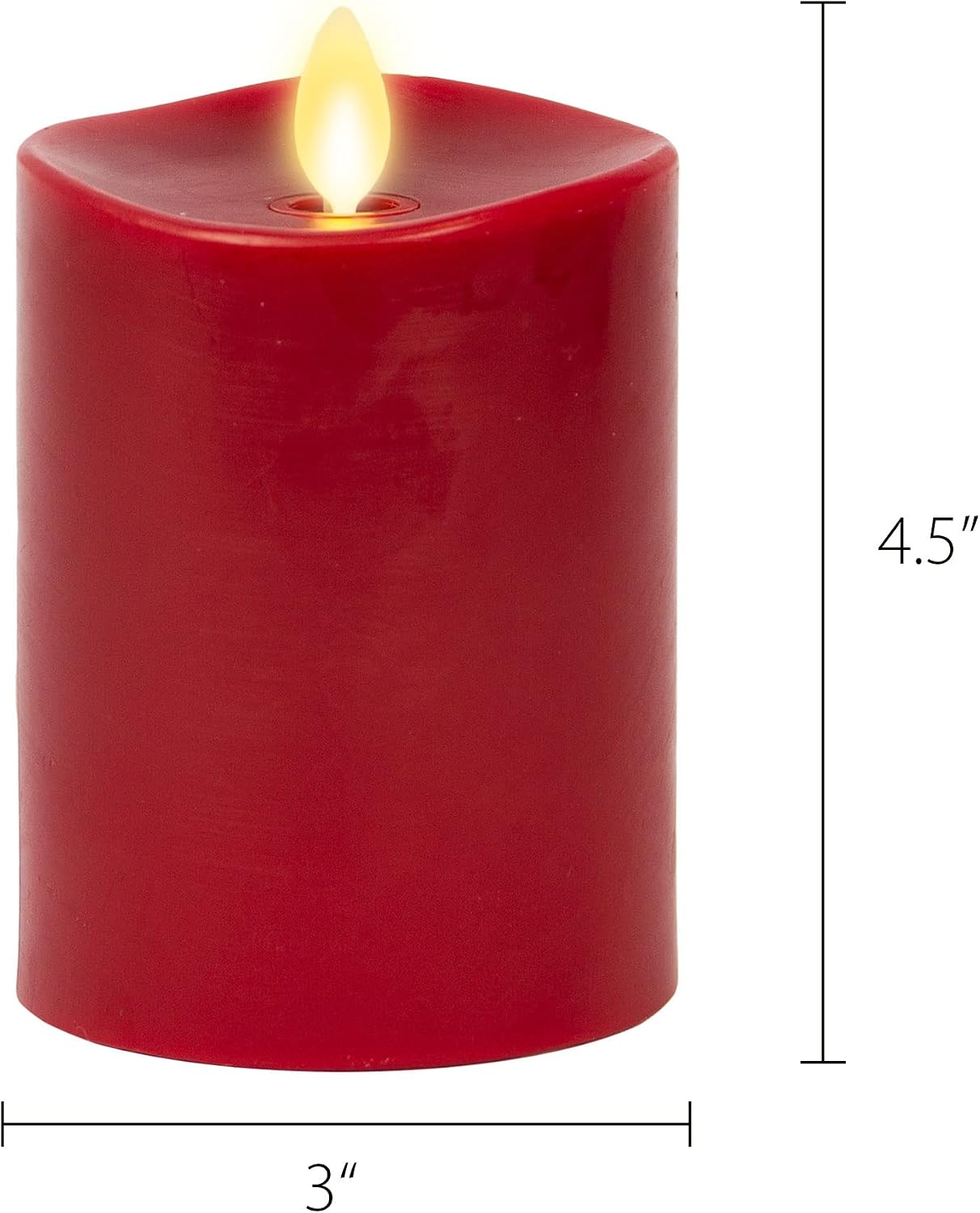 Luminara Bundle Set of 2 Moving Flame Burgundy Flameless LED Candle 4.5" + 6.5"