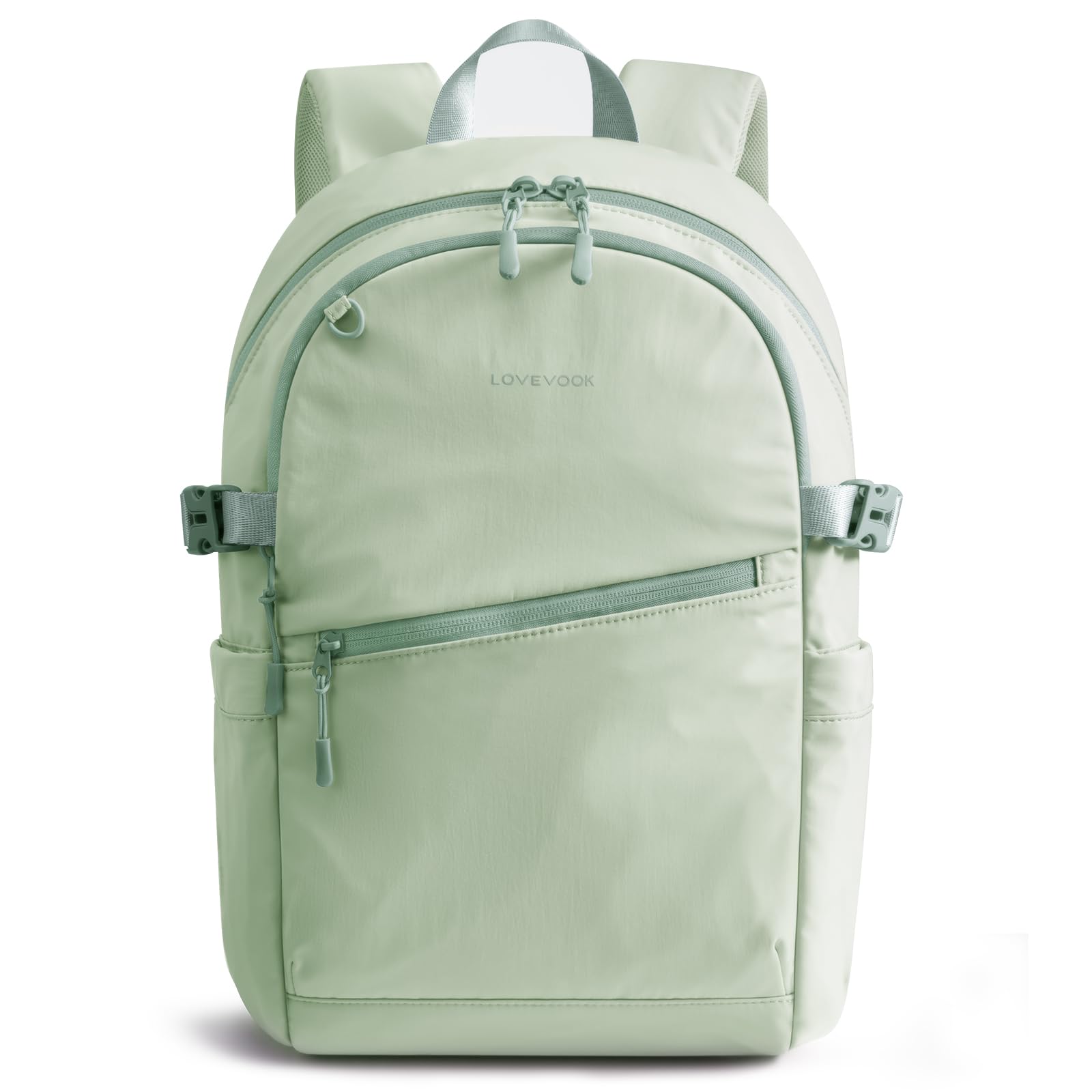 LOVEVOOK Unisex Casual Backpack, Durable Work College Backpack for Women | Lightweight Waterproof Backpack Purse with Large Cup Holder, Laptop Backpack with Trolley Sleeve for Commute Travel Medium-15.6inch Mint Green