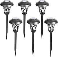 Vista 1 de GIGALUMI Luces solares para caminos al aire libre, paquete de 6 luces solares de jardín, blanco cálido, negro, súper brillante, luces solares