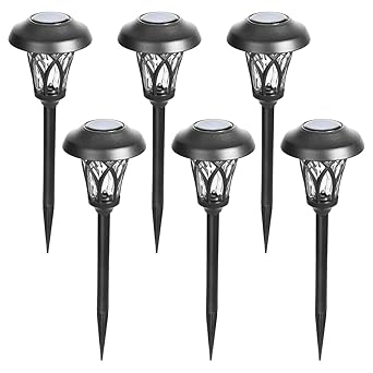 GIGALUMI 6 Pack Solar Pathway Lights, Warm White Solar Garden Lights, Waterproof Solar Landscape Lights for Lawn, Patio, Yard and Landscape
