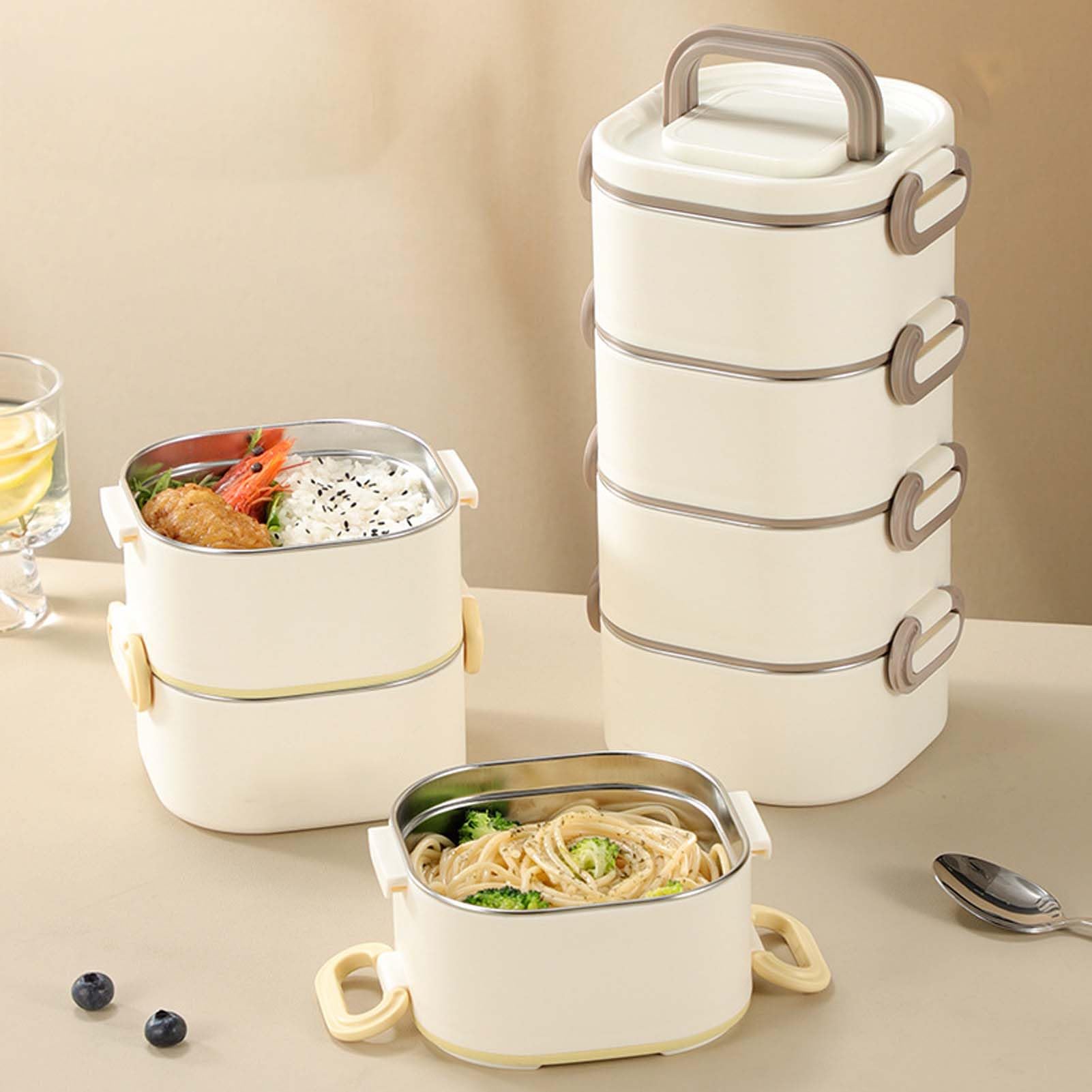 Pojemnik typu bento ze stali nierdzewnej z pokrywką i przegródkami – pudełko na lunch i żywność, pojemnik z przegródkami do przygotowywania posiłków dla dorosłych, przenośny pojemnik na lunch