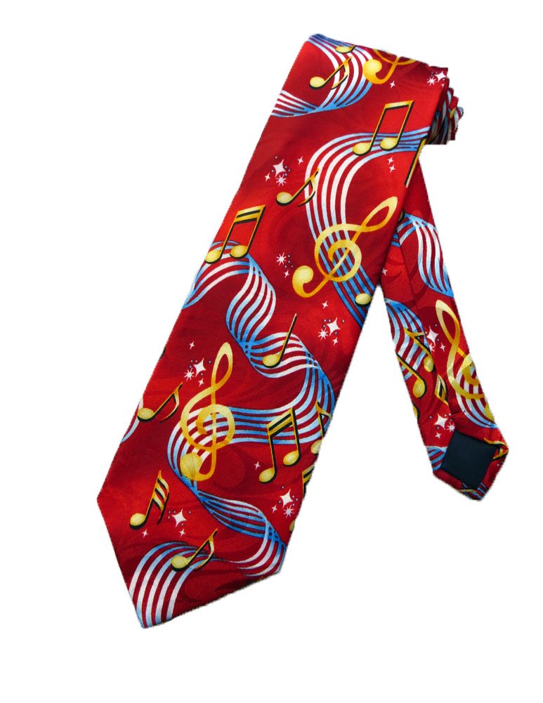 Steven Harris Men's Red Music Notes Clefs Staffs Necktie One One Size