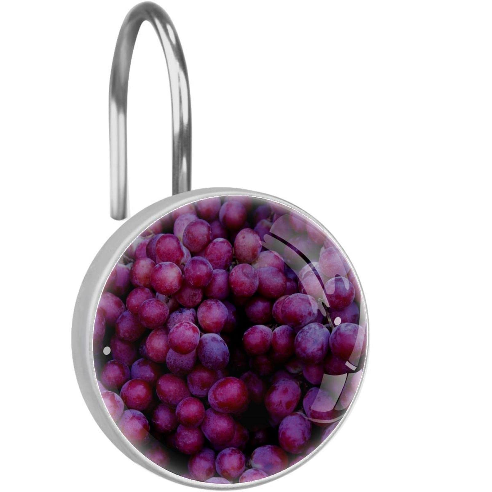 Crochets pour rideau de douche acier inoxydable lot de 12 anneaux décoratifs raisins rouges