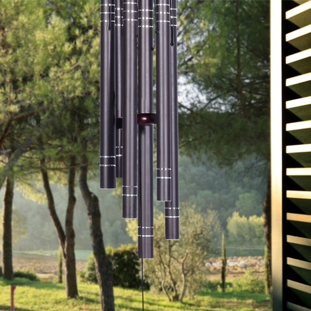 ASTARIN Carillon éolien pour jardin, 91,4 cm, grand carillon éolien pour l' extérieur, relaxant, apaisant, basses basses, carillon commémoratif de condoléances pour maman et papa, noir