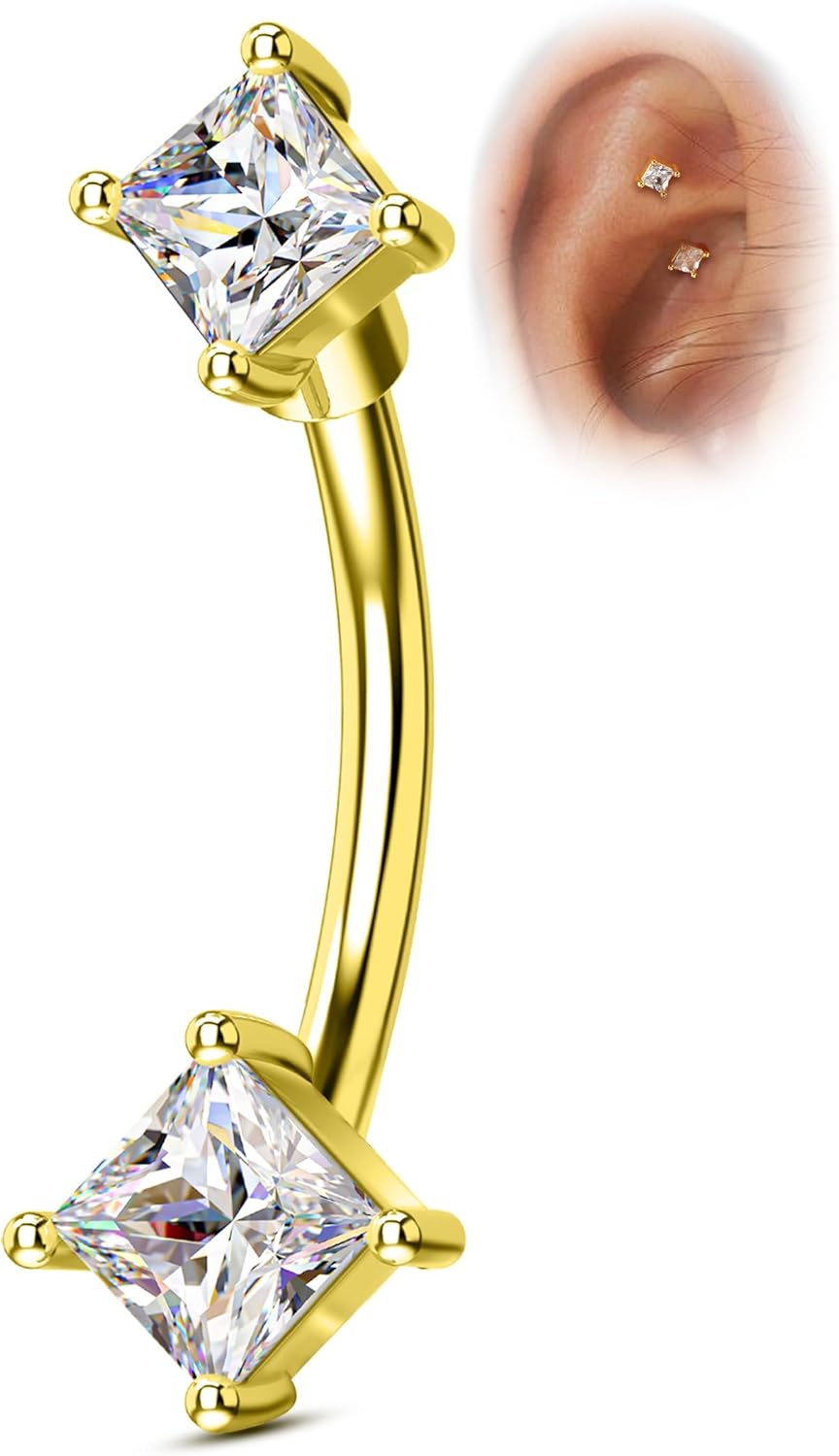 COCHARM Minimalist Rook Earrings 16G Rook Piercing Jewelry Stainless Steel Eyebrow Rings for Women Men Dainty Lobe Earrings 6/8MM