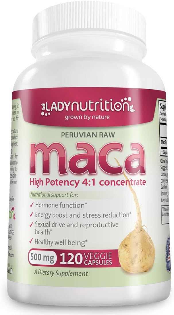 Maca Root Capsules - Best Natural Herbal Supplement for Balancing Hormones - Great for Boosting Energy and Sexual Function - Helps to Reduce Stress and Menopause symptoms, 120 Caps 500mg, Lepidium Meyenii