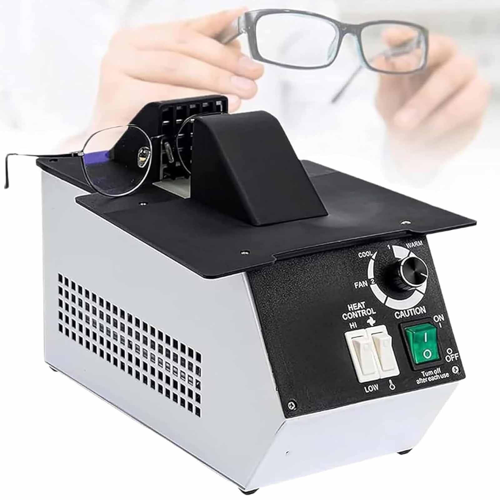 Podgrzewacz oprawek okularów 1500 W, przyrząd optyczny, regulowana temperatura, podgrzewacz oprawek, przełączanie ciepłego i zimnego powietrza,do z żywicy/arkuszami/itp