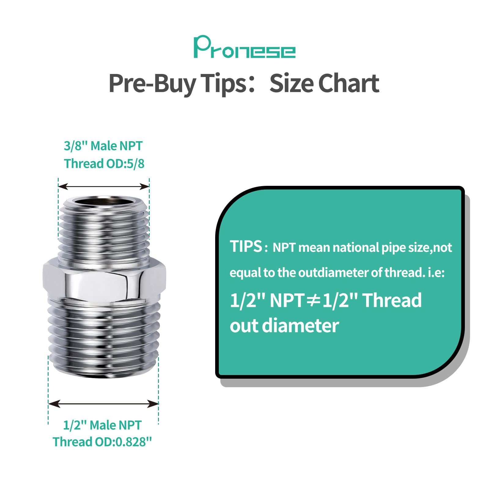 Snapklik.com : Pronese 2Pack LF Brass 1/2" Male NPT To 3/8" Male NPT