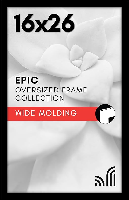 Americanflat 16x26 Picture Frame with Polished Plexiglass - Black Picture Frame - Wide Photo Frames Made of Engineered Wood for Vertical or Horizontal Wall Display - Epic Collection - Black