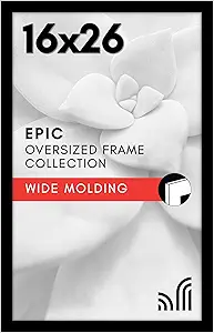 Americanflat 16x26 Picture Frame with Polished Plexiglass - Black Picture Frame - Wide Photo Frames Made of Engineered Wood for Vertical or Horizontal Wall Display - Epic Collection - Black