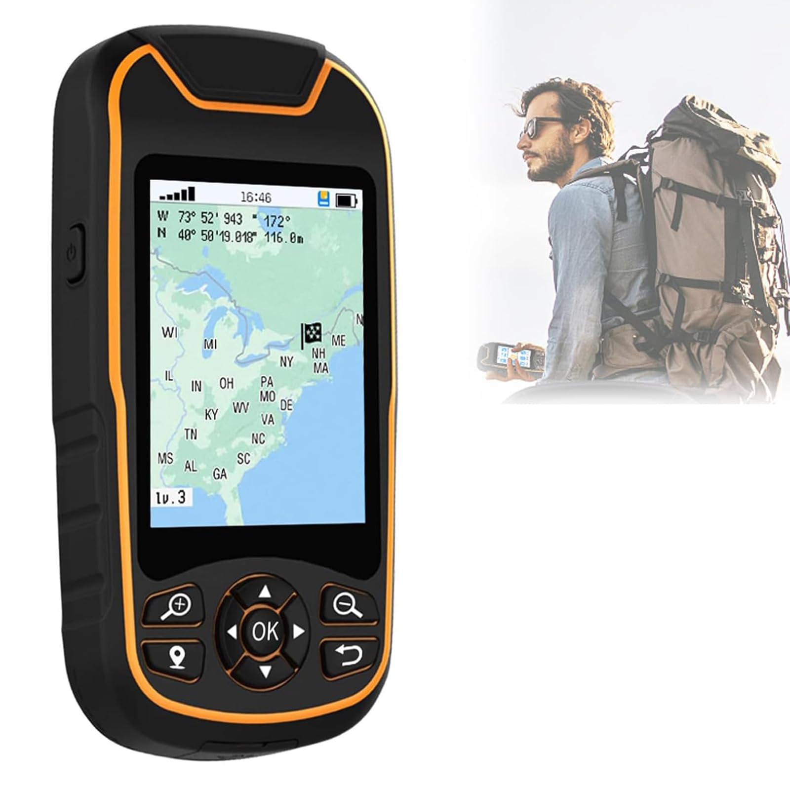 MObyat Localizador GPS De Latitud Y Longitud, Equipo Portátil De Topografía GPS, 9 Modos, Adquisición De Coordenadas, Posicionamiento, Medición De Áreas, Medición De Longitudes, para Topografía