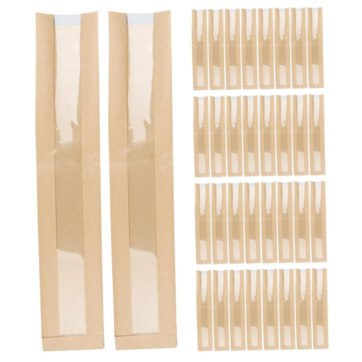 50 Stück Kraftpapier Brottüten mit Durchsichtigem Fenster Lebensmittelechte Papiertüten für Brotaufbewahrung Wiederverwendbare Verpackungstaschen für Bäckerei und Snacks