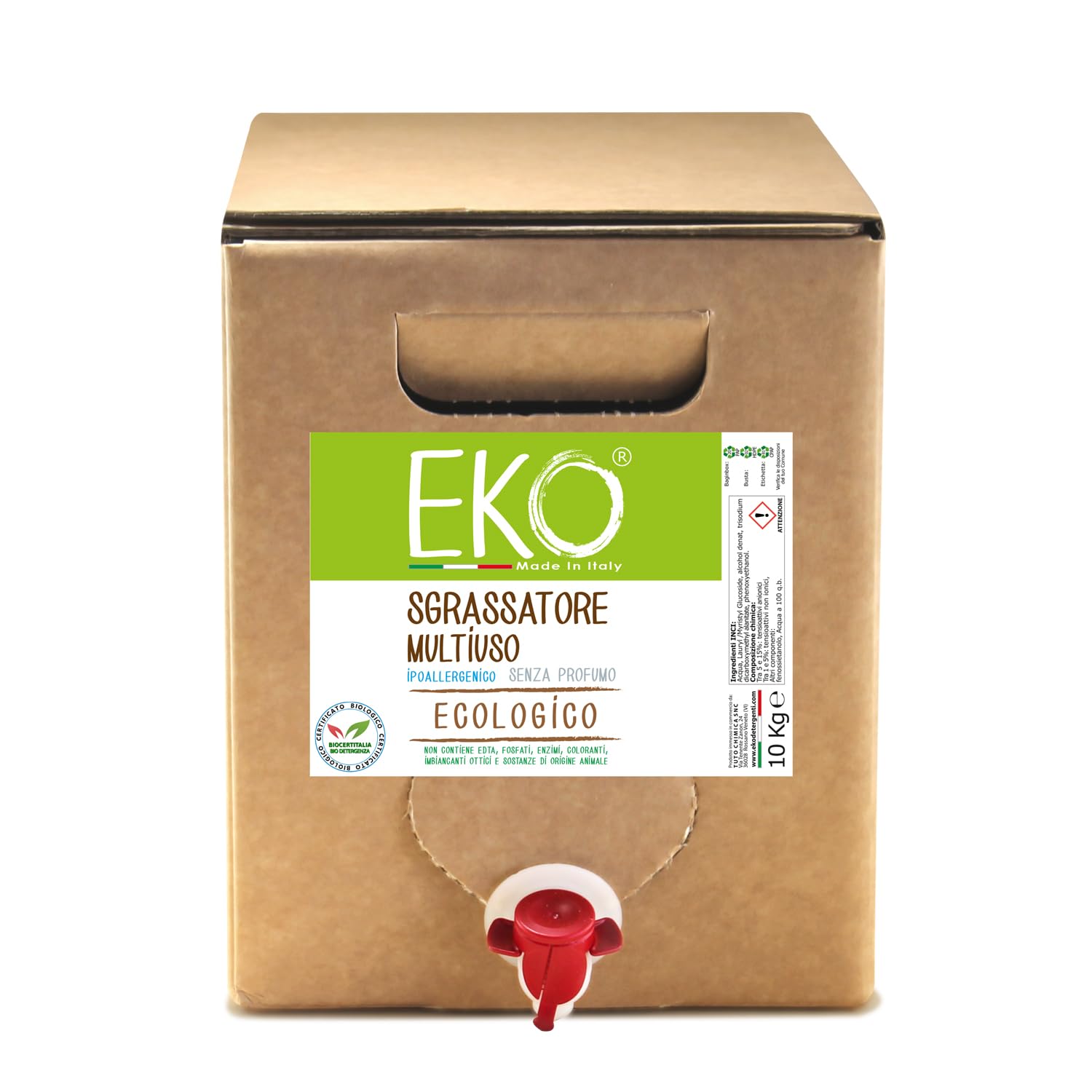 EKO Sgrassatore Universale Cucina alla Spina 10Kg, Multiuso Ecologico - Senza Profumo Ipo, Bag in Box
