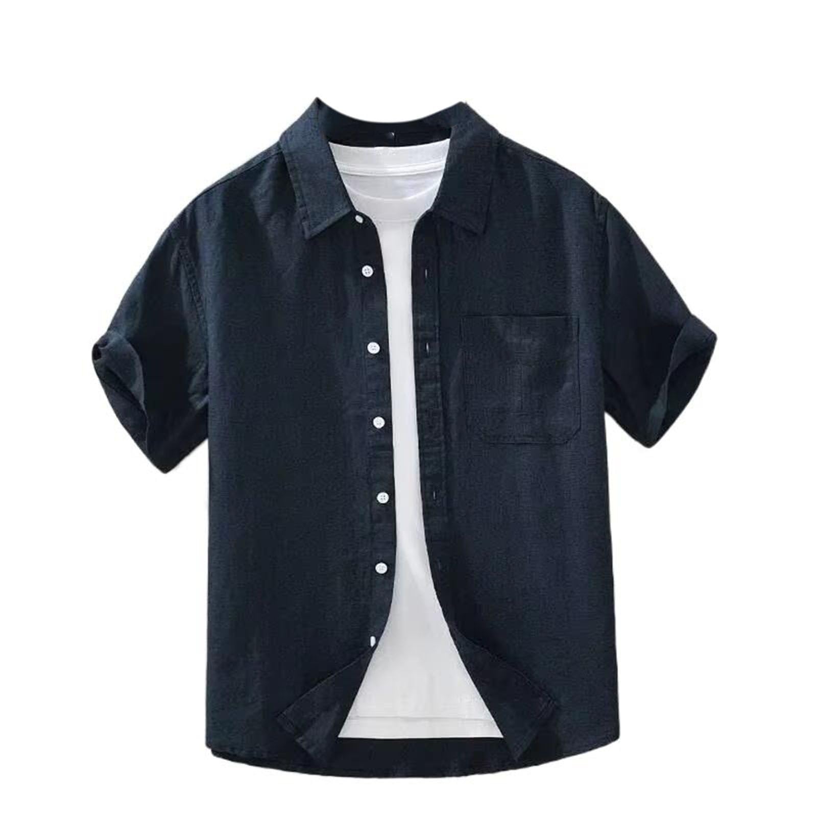 Camicetta Casual da Uomo con Taschino, Top Traspirante a Maniche Corte da Esterno per Vacanze estive