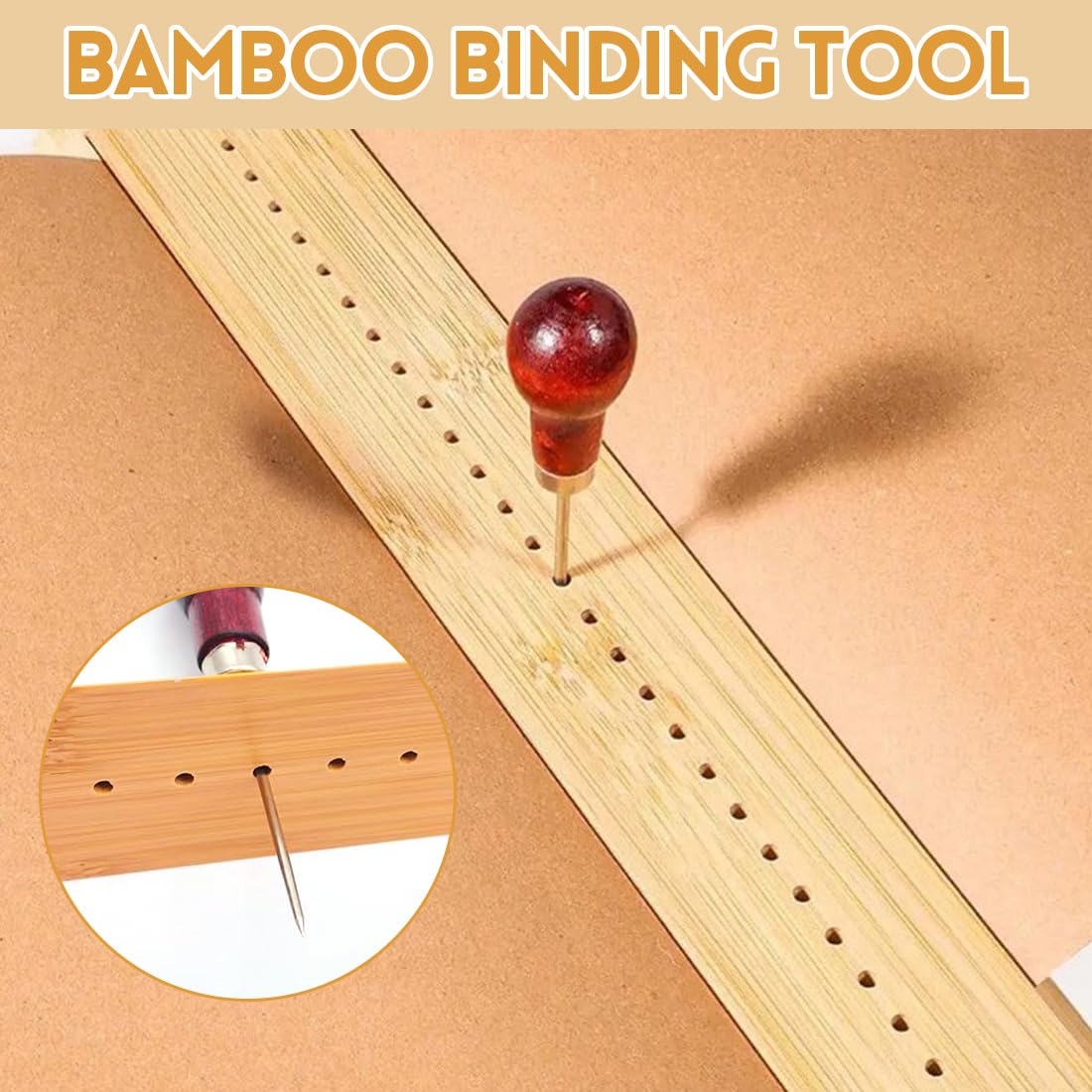 Set di Rilegatura in Legno con Punzoni – Strumenti Precisi per Quaderni DIY, Agende, Riviste e Brochure, Kit Portatile per Carta, Tessuto, Pelle e Artigianato, Facile da Usare a Casa o in Laboratorio