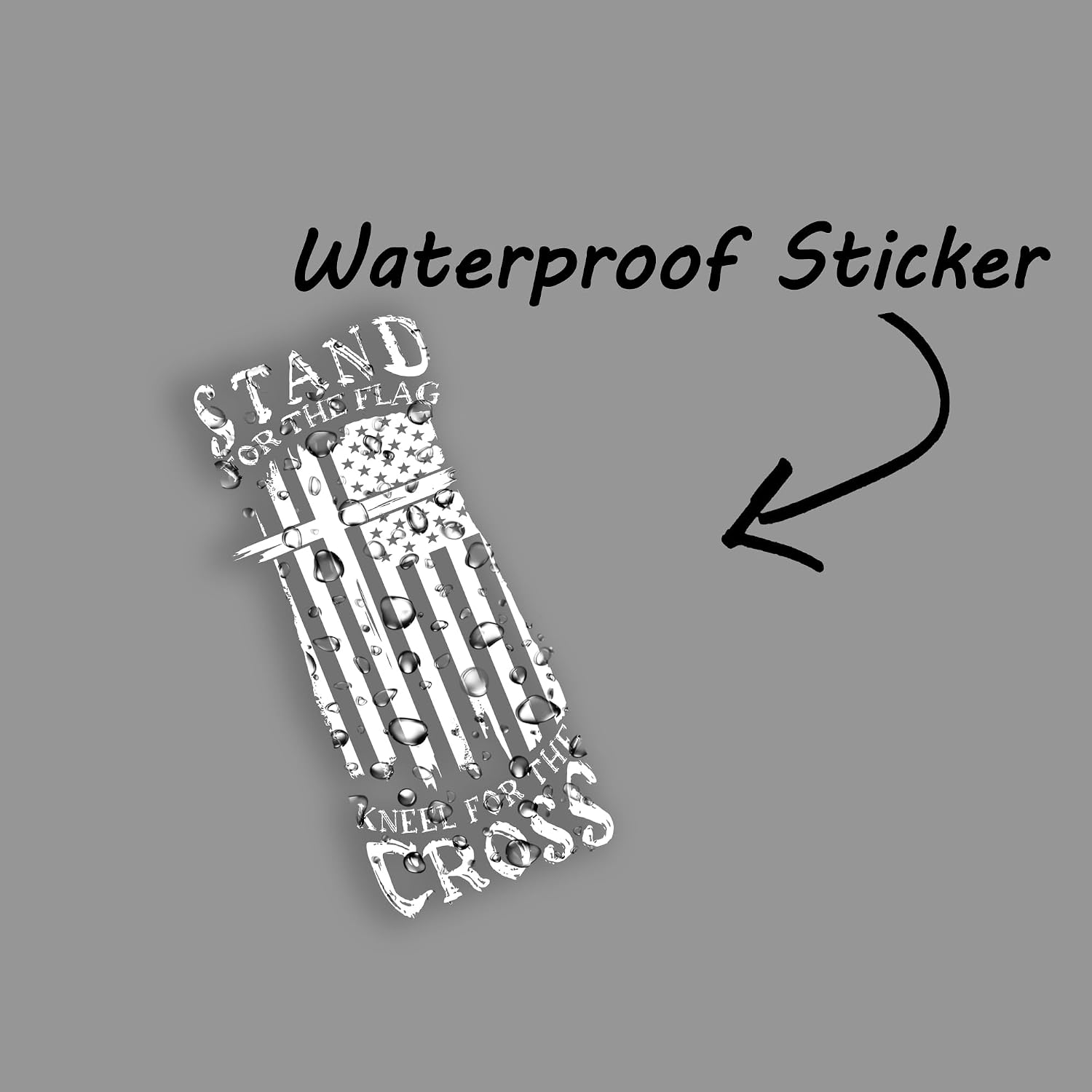 eDesign Stand for The Flag Kneel for The Cross Sticker Decal Vinyl - 5 Inches - Premium Vinyl Sticker for Cars Trucks Laptops and More - Weatherproof and Durable 2-Pack (White)