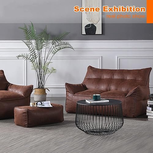 Miniatura 9 de Puf para silla, puf, funda de sofá (sin relleno), funda de sofá de doble asiento de piel de gamuza sintética, puf, sofá seccional, sobre para