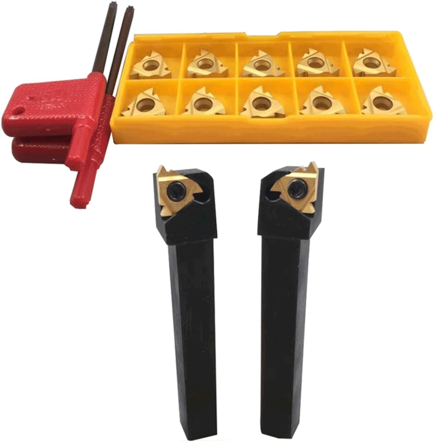 RichVibe CNC Threading Tool Holder Set SER1212H16 SEL1212H16 for 16ER AG60 16IR AG60 Carbide Inserts with Alloy Steel Body Wrenches