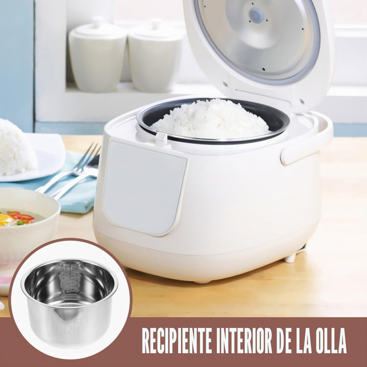 Alipis Arrocera y Excelente Transferencia de Calor Acero Inoxidable de 4l Olla Interior Reemplazable para Suministro de Reemplazo de Cocina Eficaz