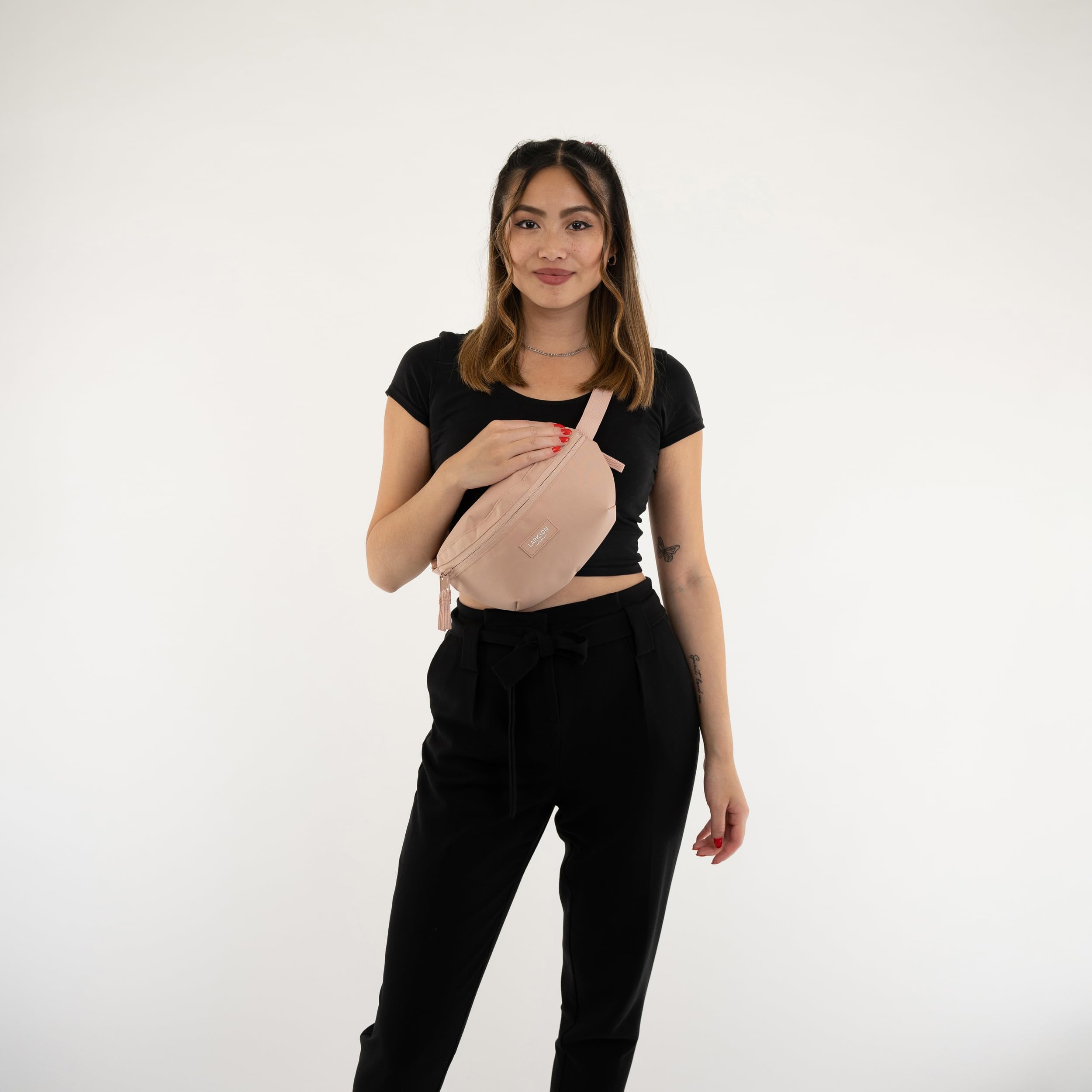 LARKSON Torba nerka damska i męska - Finn - saszetka biodrowa do uprawiania sportu na świeżym powietrzu w mieście - stylowa torba na pasek na festiwal - Crossbody Bag z paskiem - wodoodporna, rose