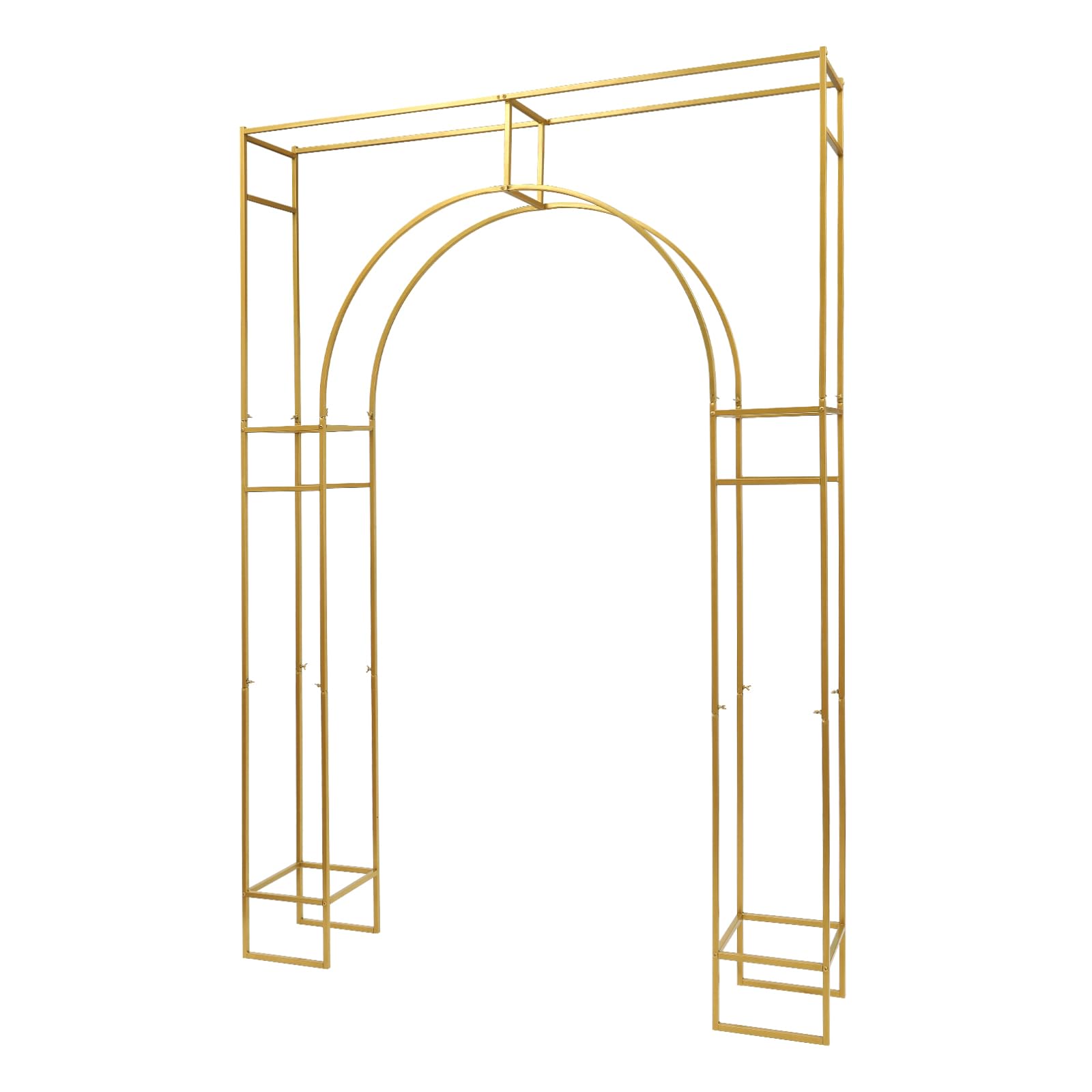 RIAHNEAH Wedding Arch Backdrop Stand,Gold Wedding Arches with Wing Nut Smooth&Round Cut for Ceremony Square Metal Balloon Arch Stand Garden Arbor Frame for Wedding Birthday Party Baby Shower
