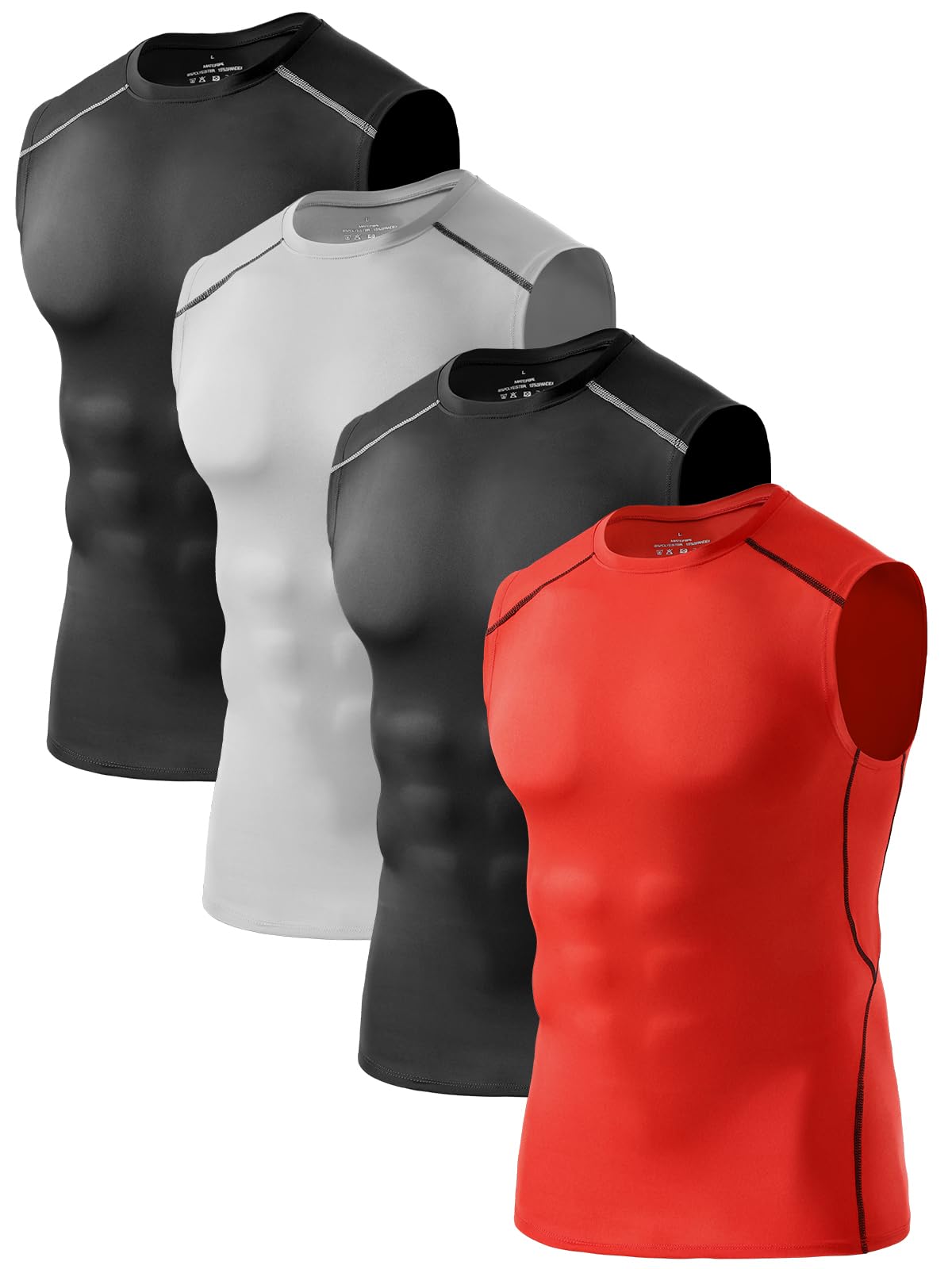 Mens Sleeveless T Shirt Running Gym Compression Tank Top Men Dry Fit Training Muscle Vests 5/4 Pack-image-25