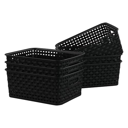 Kiddream Set of 6 Plastic Weave Storage Basket Pantry Organizing