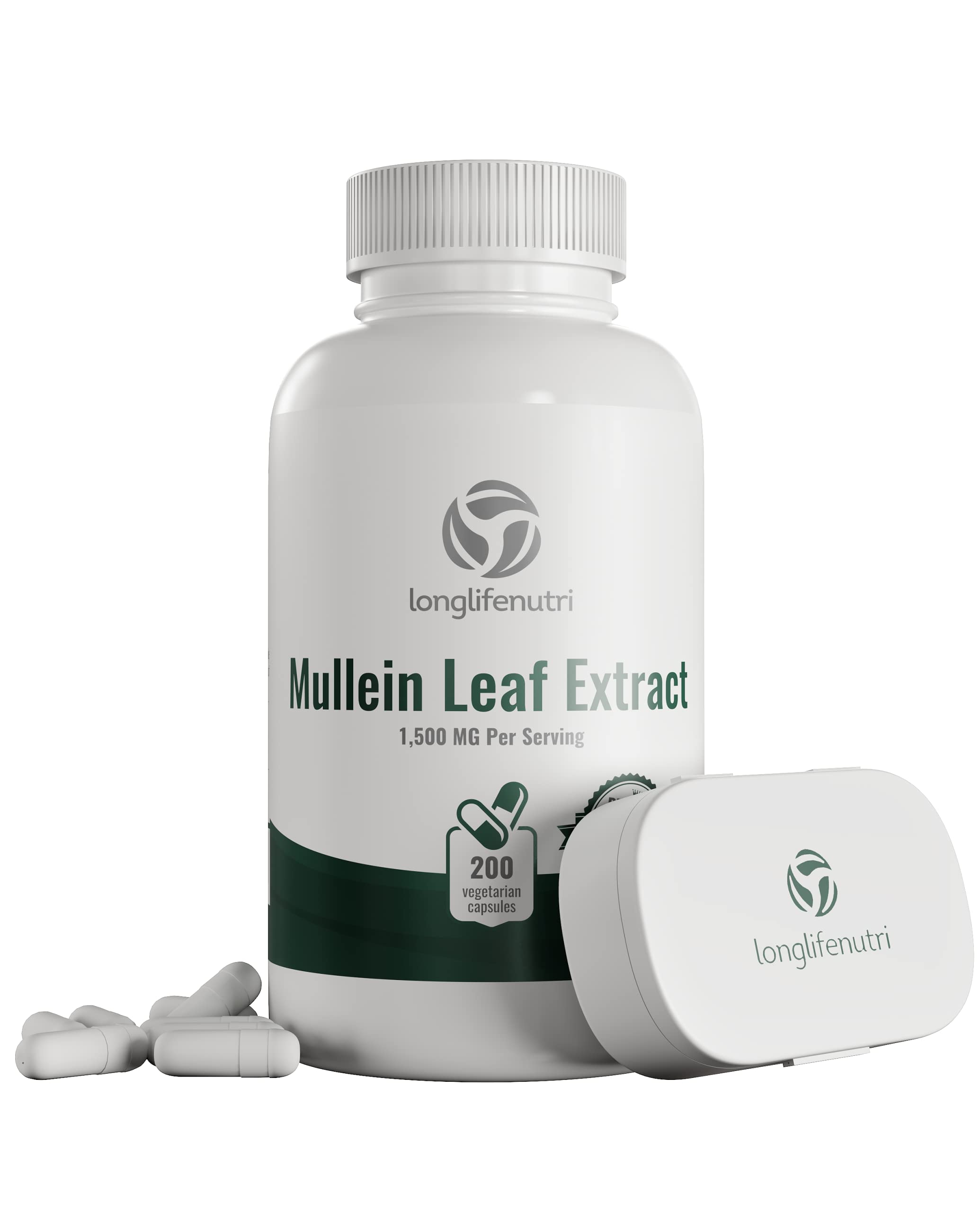 Mullein Leaf 1500mg 10:1 Extract - 200 Vegetarian Capsules, from Organic Mullein Leaf Powder, Herbal Supplement for Respiratory Care, 2-Month Supply, Non-GMO, GMP Certified, Made in USA