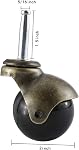Artilife 4Pack Roues à roulettes 2" Roulette en cuivre antique avec 5/16" x 1-1/2"(8 x 38mm) Chaussette de montage pour chaise de canapé de meubles lourds